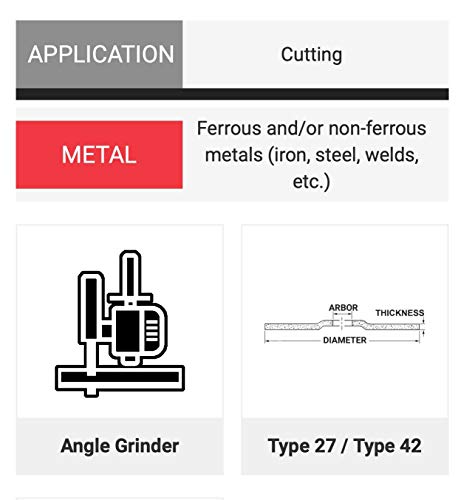 United Abrasives-Sait 22021 A60S General Purpose Cut-Off Wheels (Type 27/Type 42 Depressed Center) 4 1/2" X .045" X 7/8", 50-Pack #TOP5
