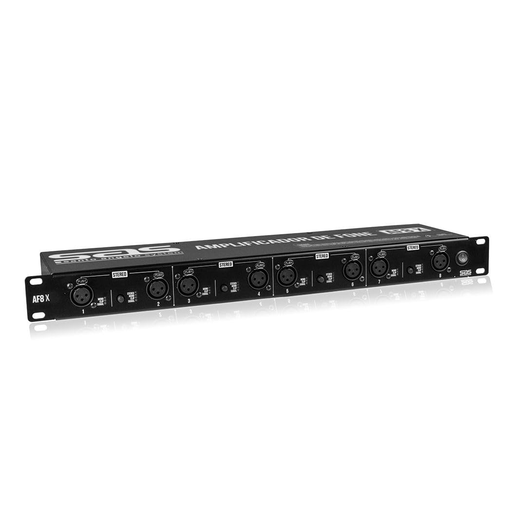 Amplificador De Fone de Ouvido AF8X 8 Canais XLR Mono/Estéreo