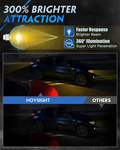 Novsight 2023 Upgrade 3157 Led Bulb, 3157 3156 Turn Signal Bulb, Amber Yellow 300% Extremely Bright 3047 3057 Tail Light Bulbs, 3056 3356 4156 Led Bulbs For Turn Signal Lights, Pack Of 2 #TOP3