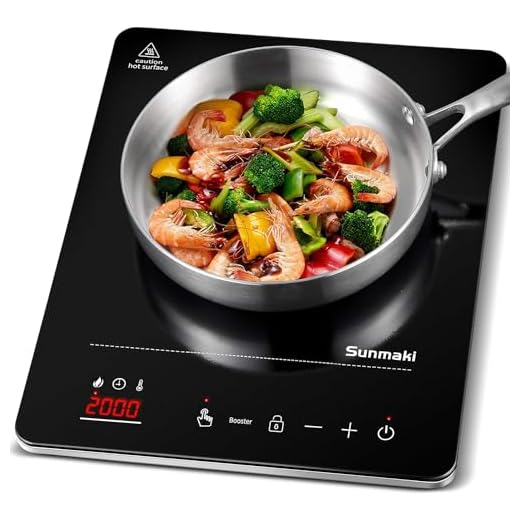Sunmaki Induction Cooktop, Induction Hot Plate with LED Display, 1800W Countertop Burner Portable Black Crystal Glass Surface 10 Temperature 9 Power Setting &3H Timer for Cooking