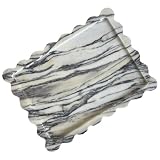 SAIDKOCC Natural Scalloped Marble Tray 10.8'x8',Decorative Rectangle Tray for Bathroom Kitchen Counter, Dresser (Italy-Calacutta Purple)