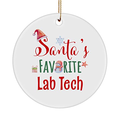 DesiDD Santa's Favorite Lab Tech Ornament for Christmas Tree Birthday Gifts Boss Coworker Manager Office Colleague Male Female Appreciation Party Decor Round Shaped Circle