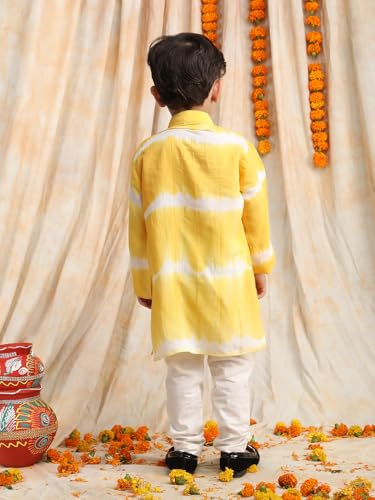 Image of POLKA TOTS Boys Cotton Ethnic Kurta Pajama Set with Attached Koti | Ethnic Motif Wear Kids Kurta Pyjama for Boys & Toddlers | Traditional Dress for Weddings & Festivals | Festive Jubba Set for Babies