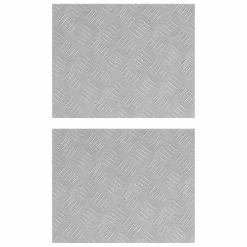 vidaXL Peldaño Rectangular 2 pcs Plateado 50 x 40 cm Aluminio, Sala de estar, escaleras modernas, alfombrillas de seguridad de plato de checker duradero, protectores antideslizantes para uso en inter
