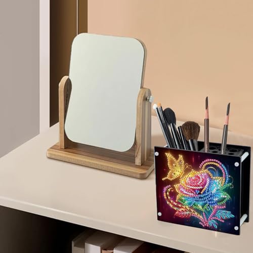 DCIDBEI Diamond Painting Schreibtisch Organizer 13x12cm Diamant Painting Bilder Stifthalter Multifunktions Becher für Kugelschreiber Rosen Schmetterling