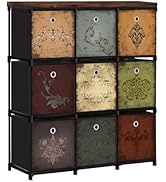 VASICAR Fabric Dresser with 9 Drawers, DIY Cube Organizer for Closet, Storage Drawer Unit Chest o...