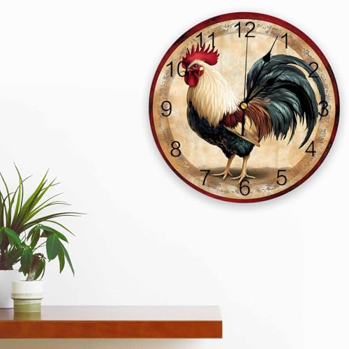 Reloj de pared redondo con gallo 10 pulgadas miniatura 3