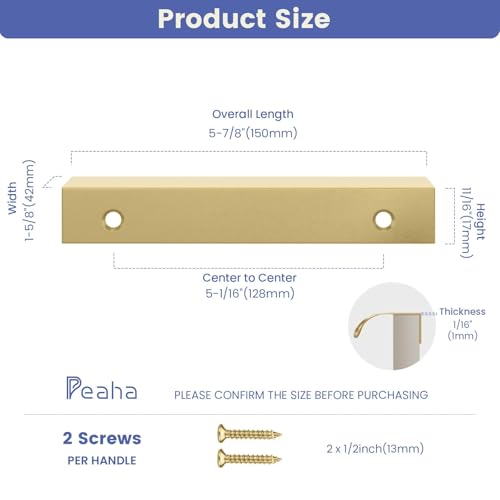 Image of Goldenwarm Matte Gold Cabinet Handles 3 Inch 10 Pack, Finger Pulls for Cabinets, Black Edge Pull for Dresser Drawers, Aluminum Alloy, Modern Kitchen Hardware for Dresser Bathroom Closet and Cupboard