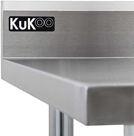 KuKoo Kitchen Catering Table 6ft, Heavy Duty Work Bench, Kitchen Preparation Table Stainless Steel, 180cm W x 90cm H x 60cm D