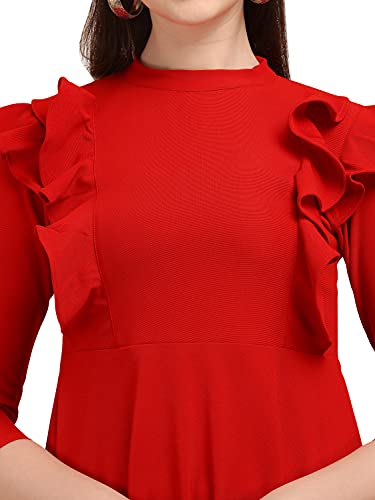 Image of OOMPH! Women's Western & Fusion wear Lycra A-Line Knee-Long Dress md349