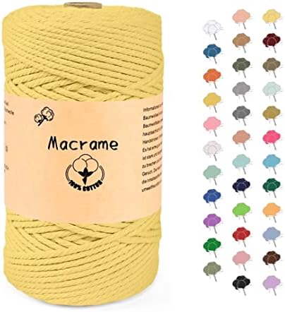 Maxee 3mm x 200m 100% Cotton Macrame Cord Cotton Rope Thread Lace Thread for handicrafts, Wedding and Christmas Decorations, Plant Hangers - white