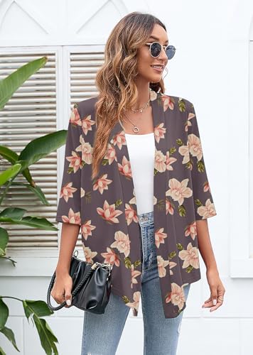 Image of Heymoments Women's Lightweight Open Front Cardigans 3 /4 Sleeve Casual Soft Drape Fall Cardigan S-2XL