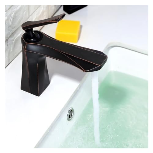 Grifo de latón para lavabo monomando con acabado negro de alta densidad 3