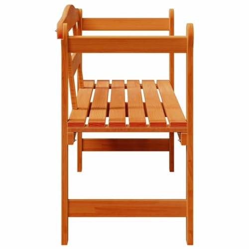 Banco de jardín de madera de pino de 119 cm con respaldo marrón para terraza 7