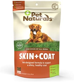 Pet Naturals Skin and Coat for Dogs with Dry, Itchy and Irritated Skin, 30 Chews - Salmon Oil, Vitamin E and Flax Oil - No Corn or Wheat - Vet Recommended