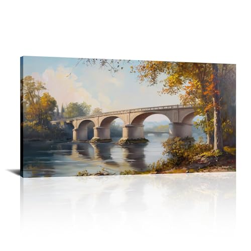 Images abstraites de lac pour habiller un mur vide : toile paysage d'automne moderne 30x60cm