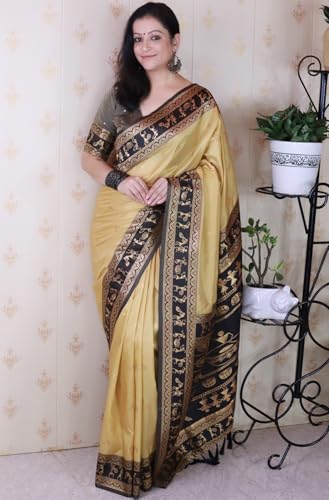 Image of SGF11 Women's Kanjivaram Pure Soft Silk Saree With Unstitched Blouse Piece