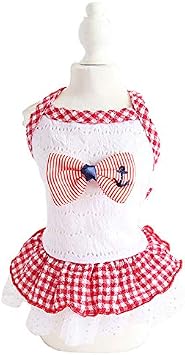 Elegant Princesss Camisole Dress Hollow Plaids Tutu Dress with Star for Small, Extra Small Dog Teddy, Pug, Chihuahua, Shih Tzu, Yorkshire Terriers Red XL