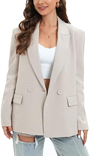 TRNY Women's Oversized Double-Breasted Suit Blazer Jacket Long Sl...