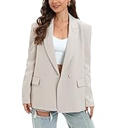 Women's Oversized Double-Breasted Suit Blazer Jacket Top Stitch
