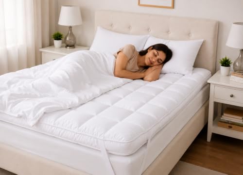 Image of 3000 GSM King Size Finest Imported Super Microfiber Mattress Padding /Topper- White (72 inchX78 inchinch)