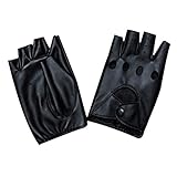 halbe fingerhandschuhe leder  YAMALL Mode halbe Finger Handschuhe Pu Leder fingerlose schwarze Handschuhe 1 Paar für Frauen Mädchen