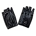 Produktbild YAMALL Mode halbe Finger Handschuhe Pu Leder fingerlose schwarze Handschuhe 1 Paar für Frauen Mädchen