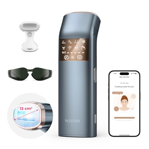 Salloot Triplo Impulso Luce Pulsata, 12 cm² Sapphire Laser Peli Donna, 3℃ & 4 Tecnologia Di Raffreddamento Per Una Depilazione Indolore, Epilatore Laser Peli Epilazione a Casa per Viso, Bikini,Gambe