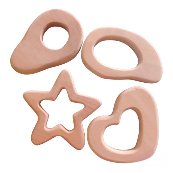 Jim N Jam|Neem Wood Infant Teether|Organic, Bite Safe And Sanded To Perfection|Anti-Fungal And Anti-Bacterial|Soothens Babies Aching Gums|3+ Months, Beige