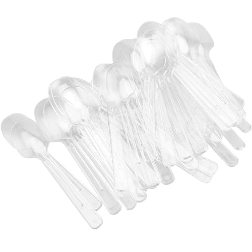 400-Pack Reusable Mini Dessert Spoons - 10cm Clear Lightweight Plastic Teaspoons for Parties, New Year & Dessert Shops