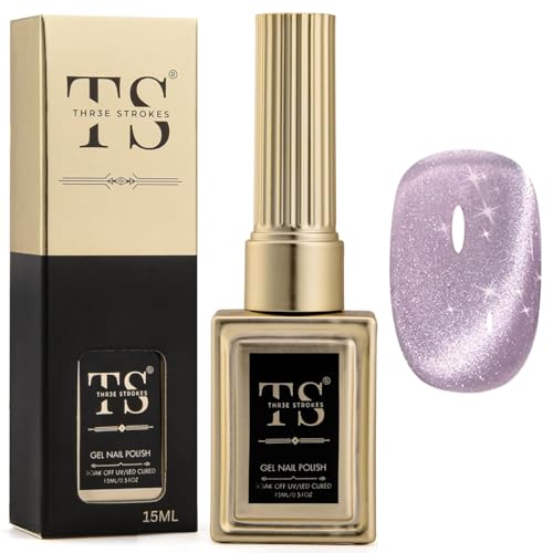 Image of THR3E STROKES Cat Eye Gel Nail Polish 15ml Gel Polish Soak Off U V LED Nail Lamp 1 Color Silver Shimmer Velvet Gel Nail Polish Nail Art Manicure Salon DIY Home (94 - CAT EYE PINK)