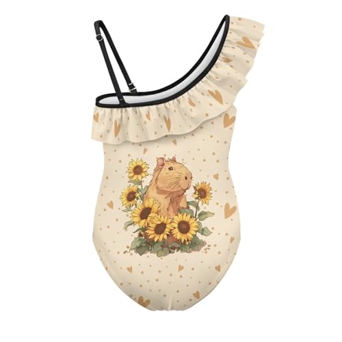 Image of Girls One Piece Swimsuits Size 3-14 Trendy Ruffle Bathing Suit Casual Hawaiian Summer Beach Swimwear