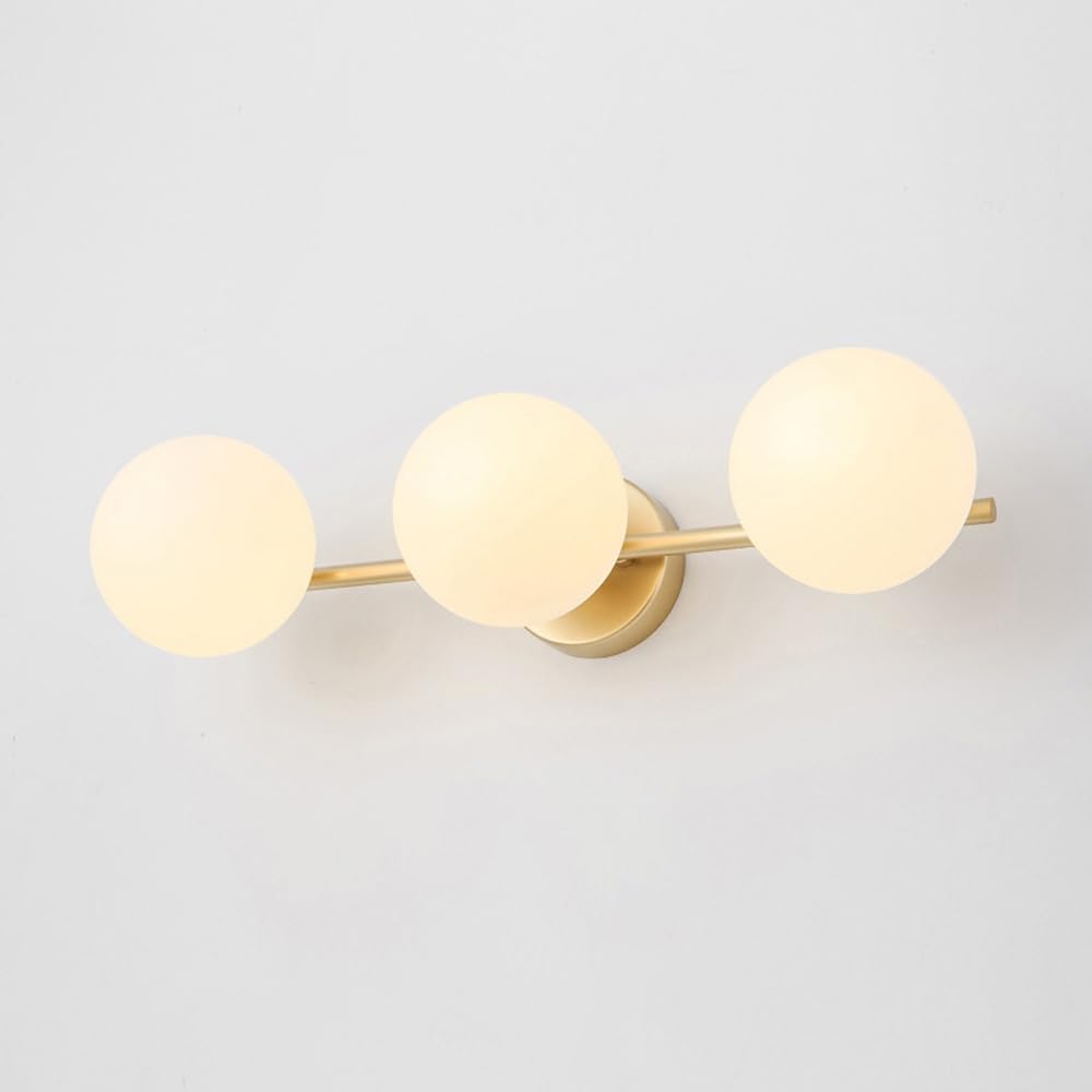Lámpara de Pared Moderna para Interiores, lámpara de Espejo de baño Dorada de 2 Luces, lámpara de Techo con Pantalla de Globo de Cristal, lámpara Retro G9 para Dormitorio y Sala de