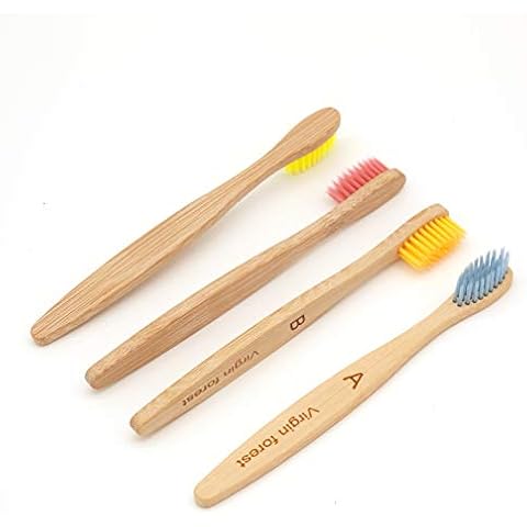 Kids Bamboo Toothbrushes Set with Soft Bristles Cover