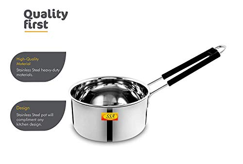 Image of Shiv Shakti Arts Stainless Steel Heavy 18 Gauge Sauce Pan, Milk Pan | Tea Pan, Induction & Gas Compatiable (2.8 Liter)