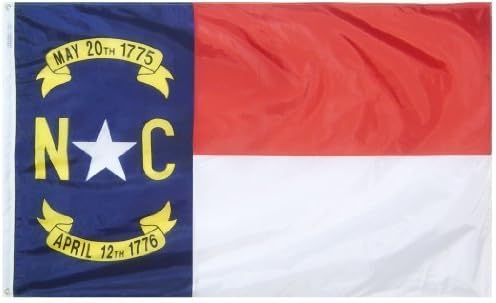 North Carolina State Flag 3x5 ft. Nylon SolarGuard Nyl-Glo 100% Made in USA to Official State Design Specifications by Annin Flagmakers. Model 143960 by Annin