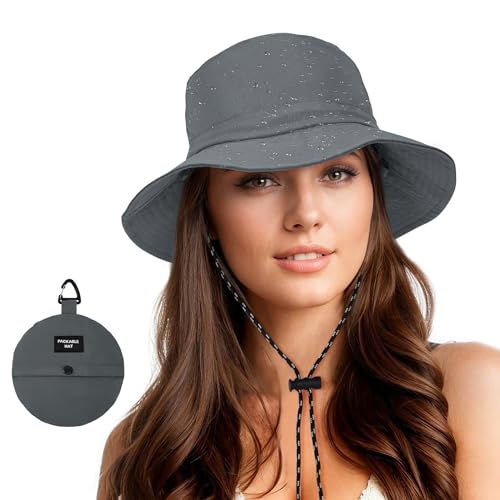 Durio Regenhut Damen Wasserdicht Fischerhut Damen Herren Anglerhut Bucket Hat Sonnenhut Damen Faltbar Tragbar Outdoor Sommerhut Grau