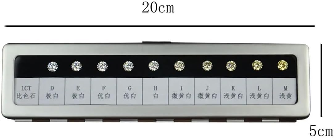Diamond Color Tester Set,GIA Master Set, Diamond Master Grading Set,Diamond Color Comparison Test 10CT D-M Colors Cubic Zirconia Loose Gemstone for Jewelry Appraisal Tool (Silver Box)