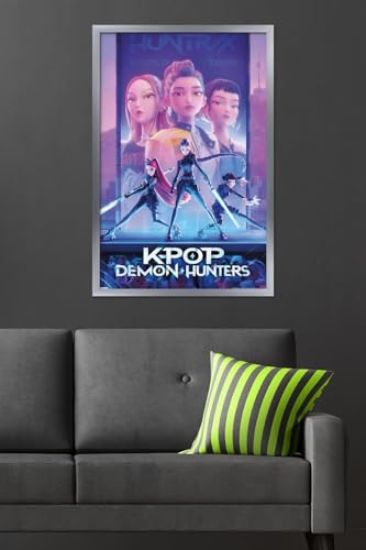 Image of Netflix KPop Demon Hunters (2025) - One Sheet Wall Poster, 34L inch x 22.4W inch, Silver Framed Version