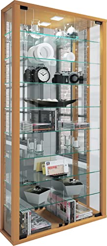 VCM Vitrine murale à suspendre en verre Vitrosa Maxi miroir hêtre