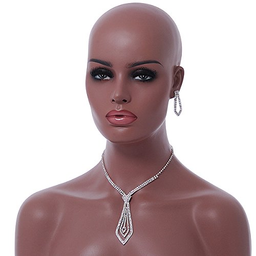 Conjunto de collar de cristal transparente Avalaya pendientes boda 2