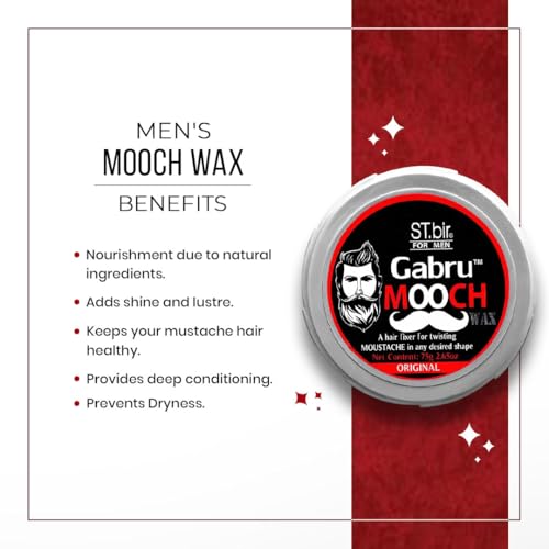 Image of Mooch Moustache Wax for Men - Strong Hold & Long Lasting Styling Wax | Natural Look | Original Scent | 75g Pack of 3