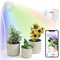 Smart Grow Lights for Indoor Plants, Diivoo Bluetooth Full Spectrum Led Growing Lamp, Stepless Dimming, Automatic Timer, Height Adjustable, for Greenhouse, Stand, Shelf