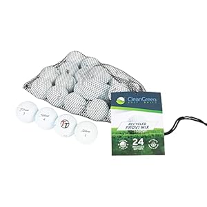 Clean Green Golf Balls 24 Titleist Pro V1 Recycled Golf Balls Mix – Includes Used Golf Balls Bulk and Mesh Reusable Bag – Recycled & Used Golf Balls for Men and Women