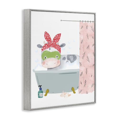Image of 'Children's Farm Cow Bath Tub Bunny Slippers'| Framed Giclee Art
