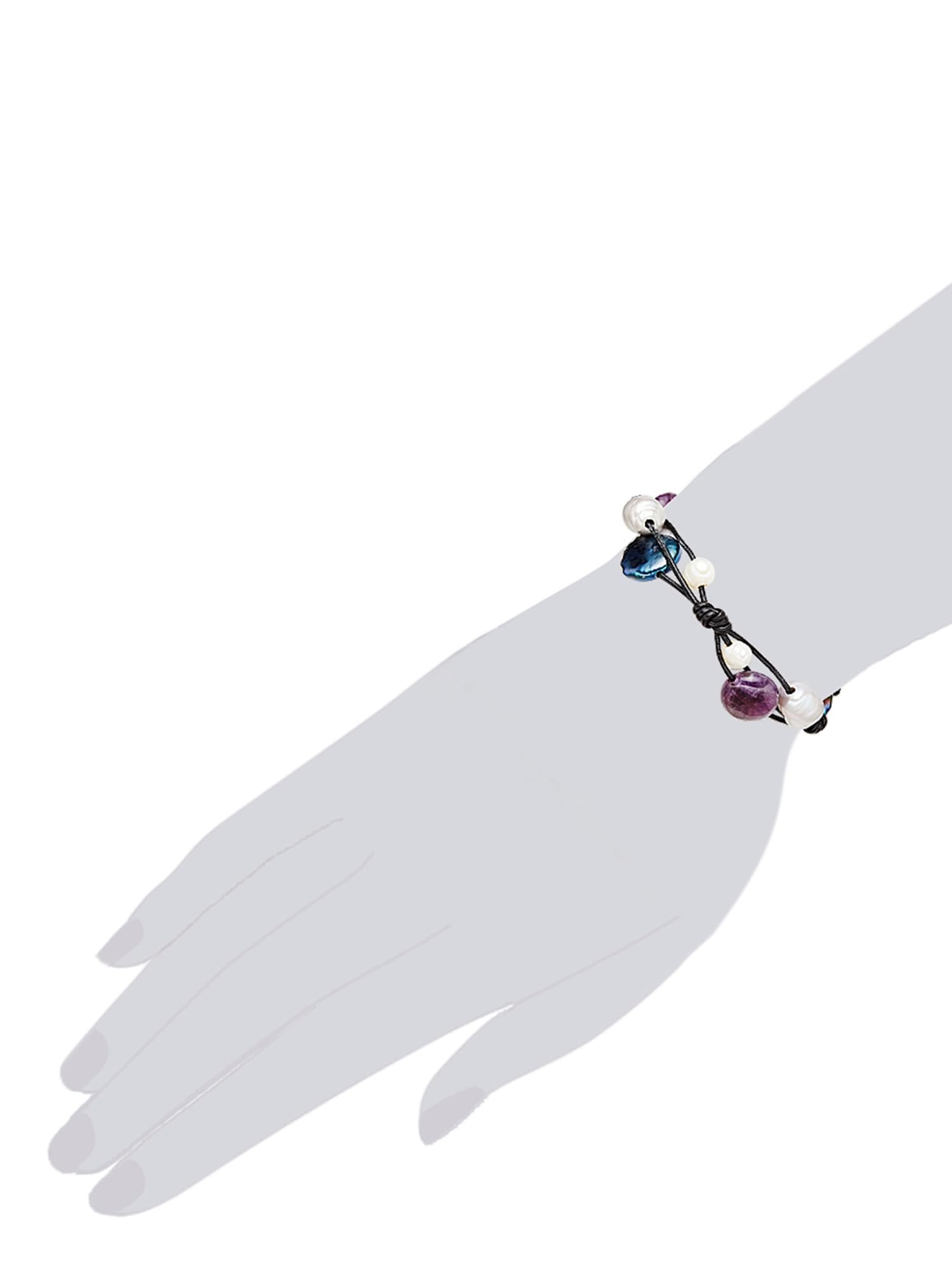 Valero Pearls Damen Armband Echtleder schwarz