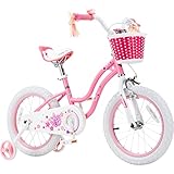 Royalbaby Stargirl Kids Bike 16 Inch Girls Bicycle for Children with Training Wheels Kickstand Basket, Rose Pink