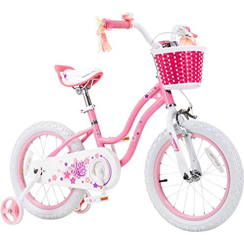 RoyalBaby Girls Bike with Training Wheels, Stargirl Kids Bicycle 12 Inch Toddlers to Big Kids 3-4 Years, Star Pink by RoyalBaby - Used condition - US$78.42