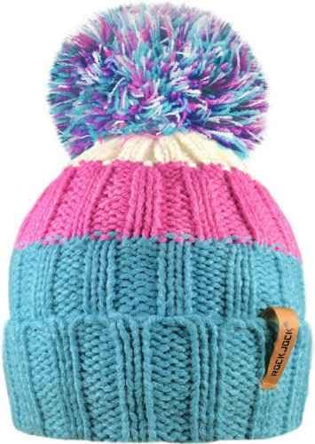 HiFEN® Kids Thermal Knitted Pom Pom Beanie Hat Soft Warm Stripped Boys n Girls Bobble Winter Headwear 5-12 Years