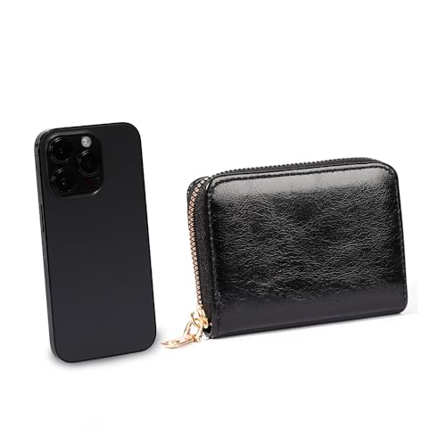 Short Coin Purse Coin Purse Zipper Card Bag Multifunctional Fashion Womens Wallet(Oil Wax,Red)2